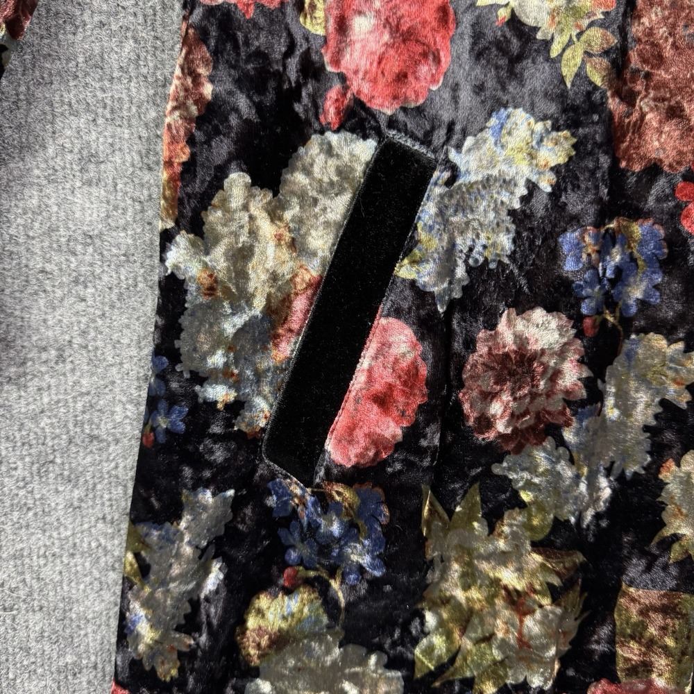 BCBGeneration Burnout Velvet Floral Jacket Medium Open Front Ruffle Bell Sleeve - Picture 11 of 11